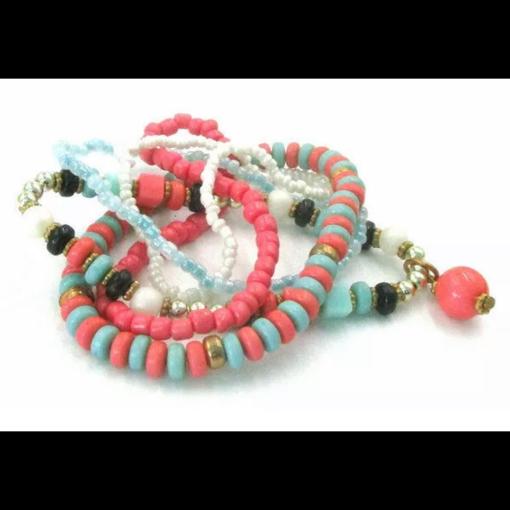 NEW 5 Layered Colorful Stretchy Bead Bangles